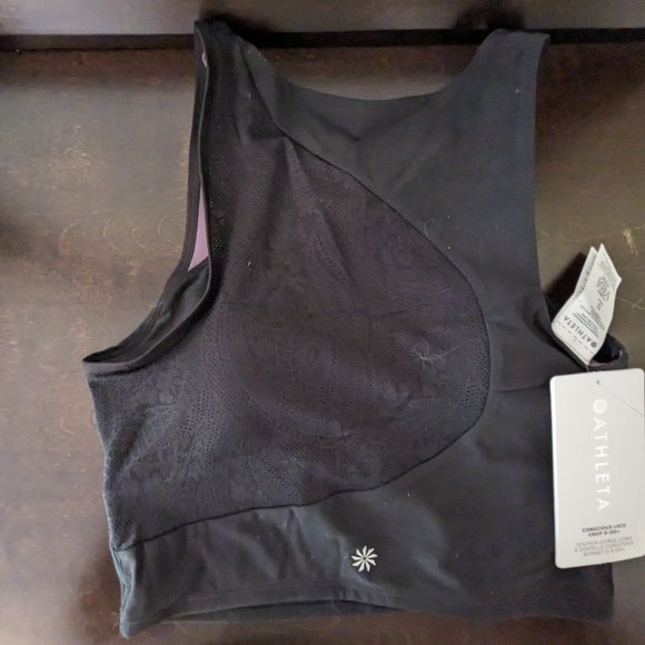 Athleta NWT Conscious Crop Lace, XS, D-DD+ in black with purple lining - Picture 3 of 6